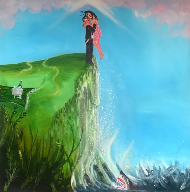 Oh de Laval. The slower the kiss the faster the heartbeat, 2020, Acrylic on canvas, 100x100 cm