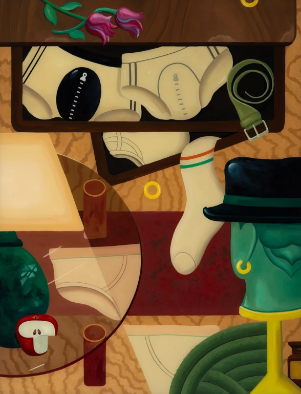 Gori Mora. Intimate Room, 2024, Oil on perspex, 120.3x95.4 cm