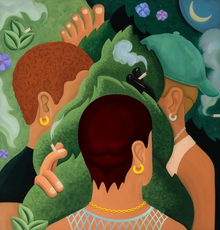 Gori Mora. Baddies, 2024, Oil on perspex, 105.2x100.2 cm