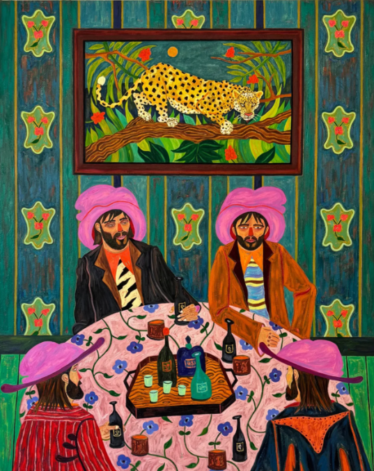 Ben Crase. Evening Green, 2025, Oil, oil stick, pigment stick, oil pastel on canvas, 152.4x122 cm