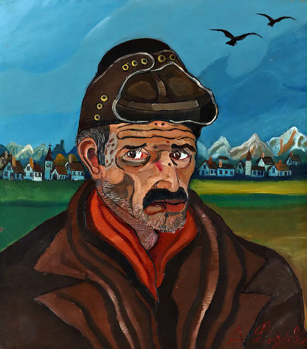 Antonio Ligabue. Autoritratto, 1955-56, Olio su tavola di faesite, 45x35 cm, Fondazione Ligabue