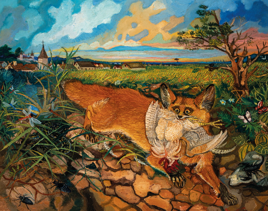 Antonio Ligabue. Volpe in fuga, 1948, Olio su tavola di faesite, (Misure non disponibili)