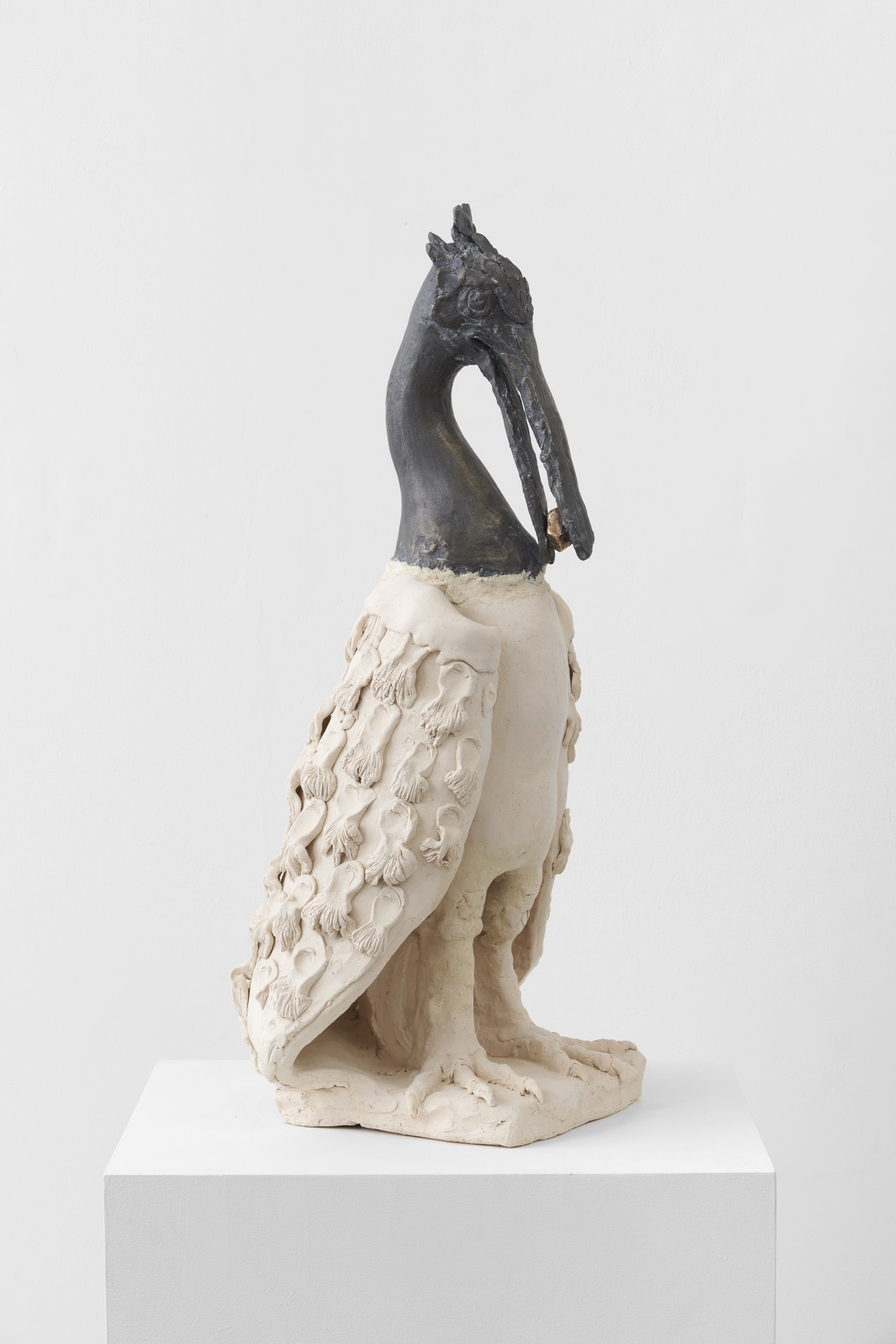 Benedetto Pietromarchi, Pelican with Stone, 2020, Terracotta, ceramic and stone, 70x38x27 cm