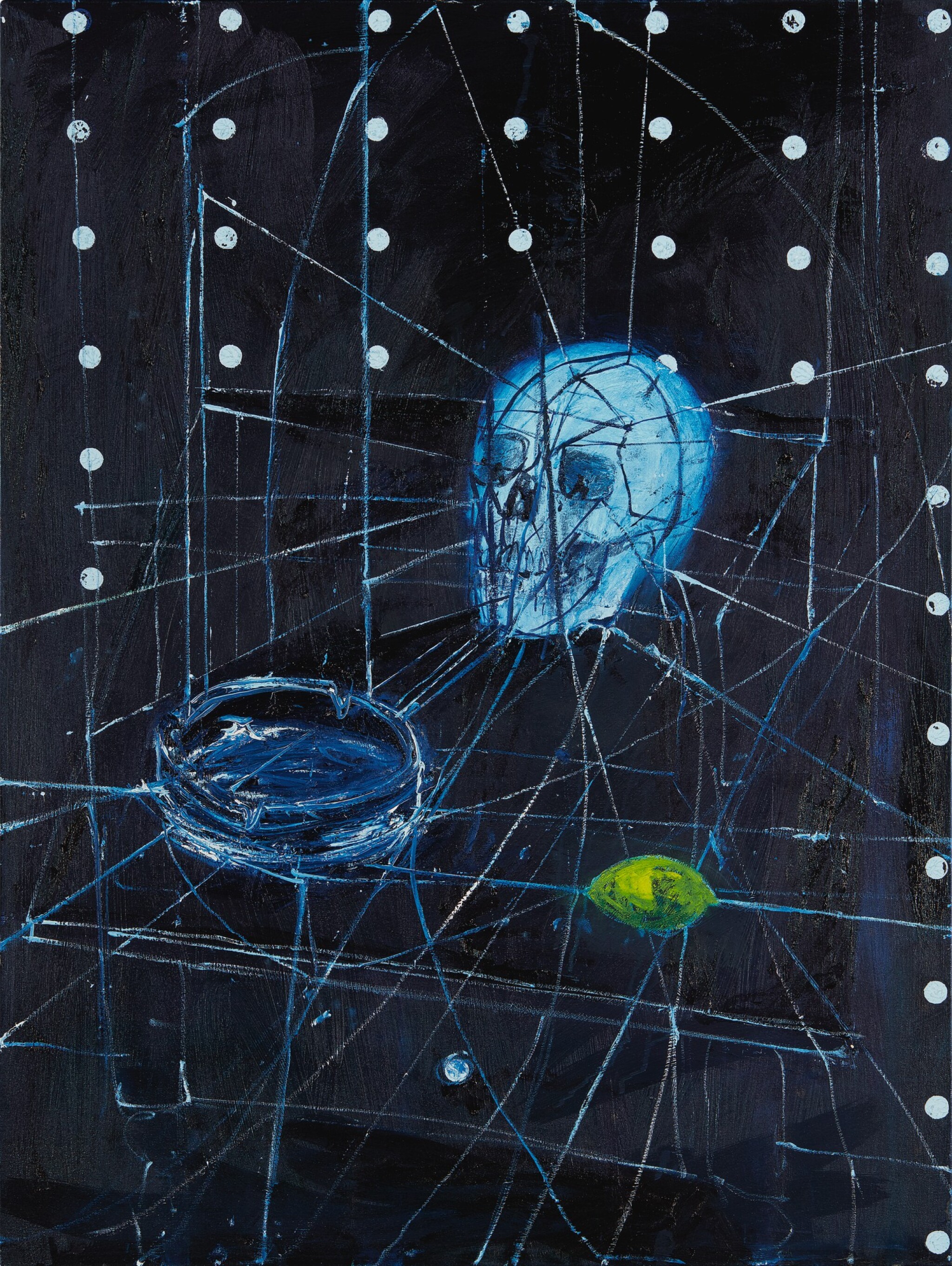 Damien Hirst. SKULL, ASHTRAY, LEMON, 2007, Oil on canvas, 101.6x76.2 cm