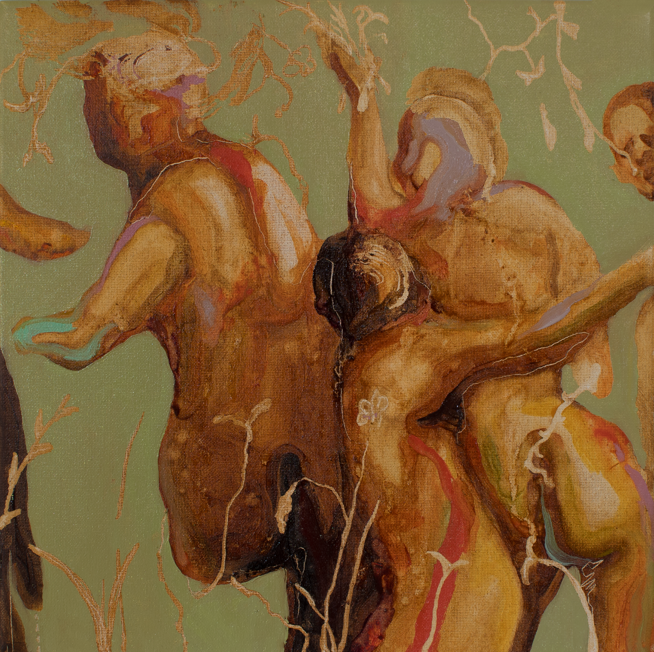 Giuseppe Gallace. Rapporti tesi, 2025, Tecniche miste su tela, 20x20 cm