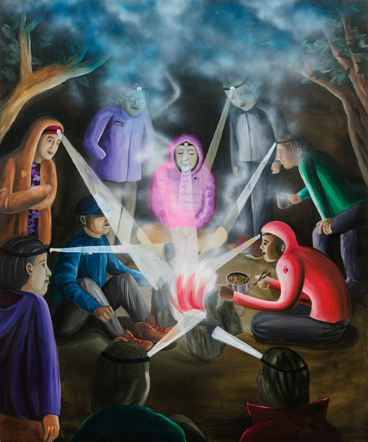 Hai-Hsin Huang. 認識火 Learn about Fire, 2021, Oil on linen, 152x127 cm