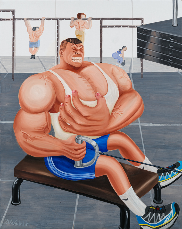 Hai-Hsin Huang. Chest Trainer 2024, Oil on linen, 162×130 cm