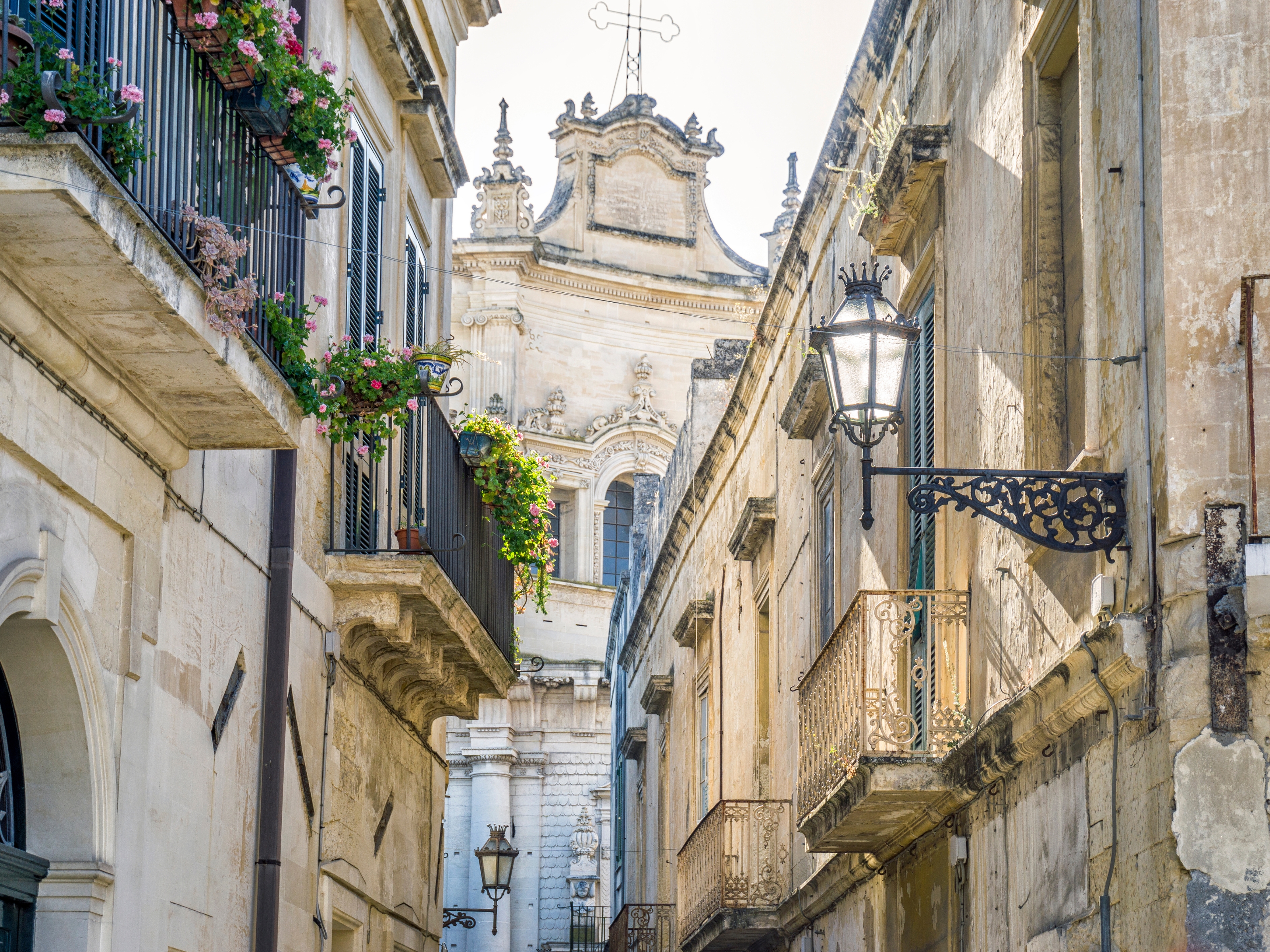 View among the narrow streets of Lecce